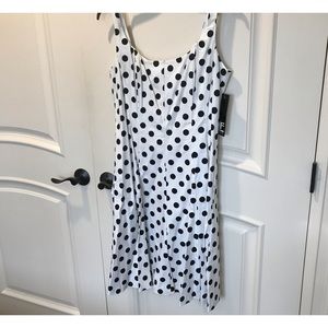 Leslie Fay White Black Polka Dot Sleeveless Dress